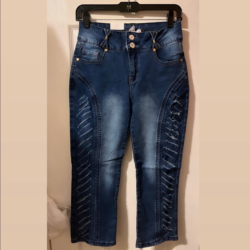 Mitzi Michel Women's Size 9 Shaping High Waisted Butt Lifting Jeans Dark Blue